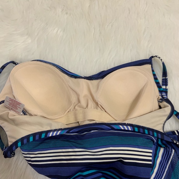 NWOT Merona Blue Striped Draped One Piece Size S - Picture 3 of 7